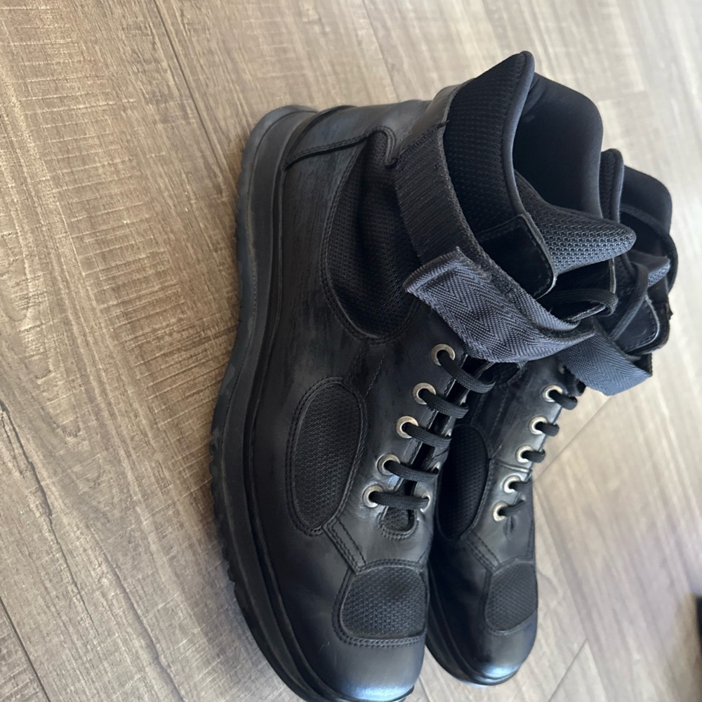 Prada Black Leather Boots with Velcro Strap - Picture 2 of 11
